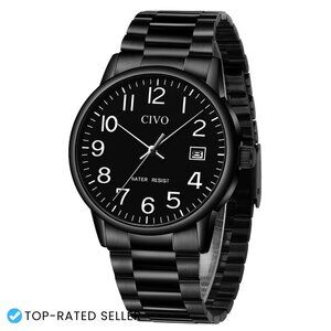 Classic Stainless Steel Analog Watch Minimalist Design Luminous Hands